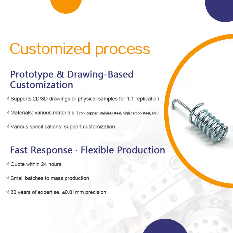 Customizable single hook coil stretching and compressing spring steel industrial springs made to order