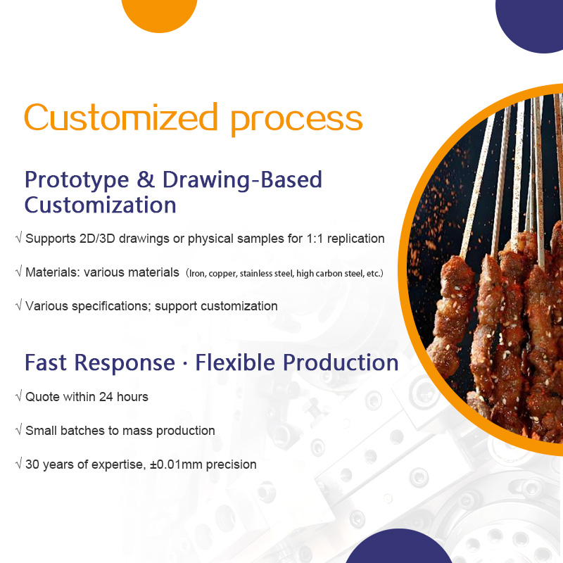 Barbecue skewers, thickened lamb skewers, grilled meat, steel skewers, iron skewers, flat skewers, needle grilled meat skewers
